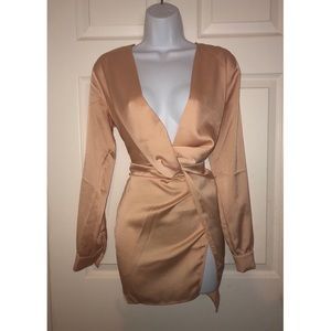 Forever 21 Light Peach Satin Knot Dress